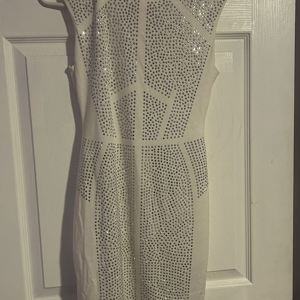 Elegant White Studded Dress